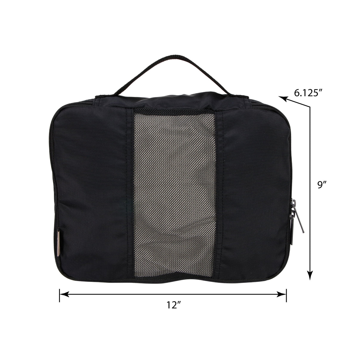 Compression Packing Cubes, 4-Piece Nylon Set with Expandable Mesh-Front Zippers, Black - Image 3
