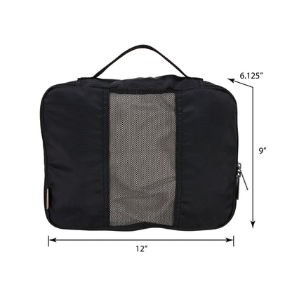 Compression Packing Cubes, 4-Piece Nylon Set with Expandable Mesh-Front Zippers, Black - Image 3