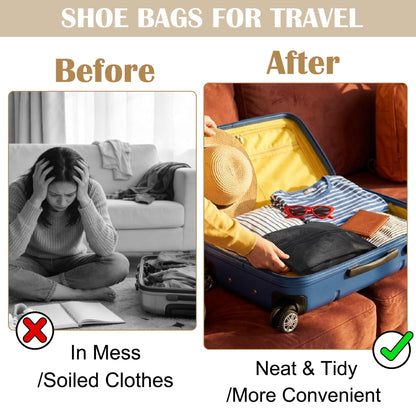 Breathable Nylon Shoe Bags with Zipper, 5-Pack Travel and Gym Pouches, 15.2 x 9.6 in - Image 5