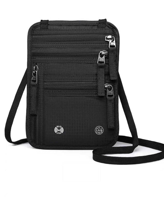 RFID-Blocking Neck Wallet, Slim Lightweight Passport and Card Pouch for Travel