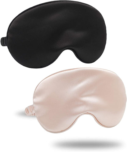 Satin Sleep Masks, 2-Pack Blackout Eye Covers with Elastic Strap