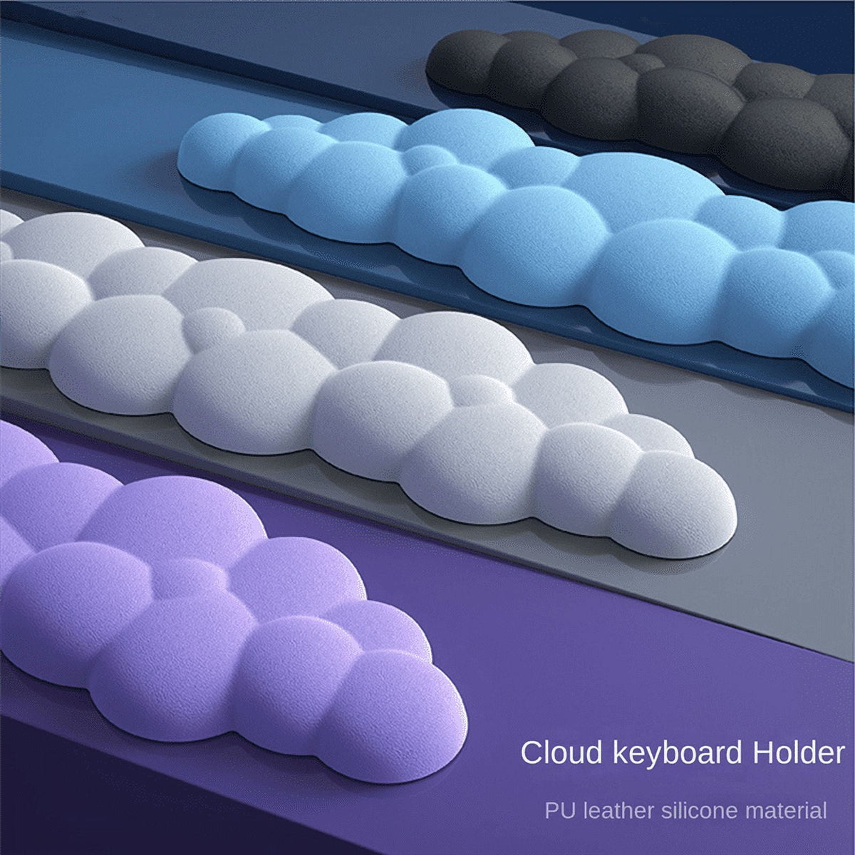 Cloud-Shaped Keyboard Wrist Rest, Memory Foam with PU Leather Cover, White - Image 2
