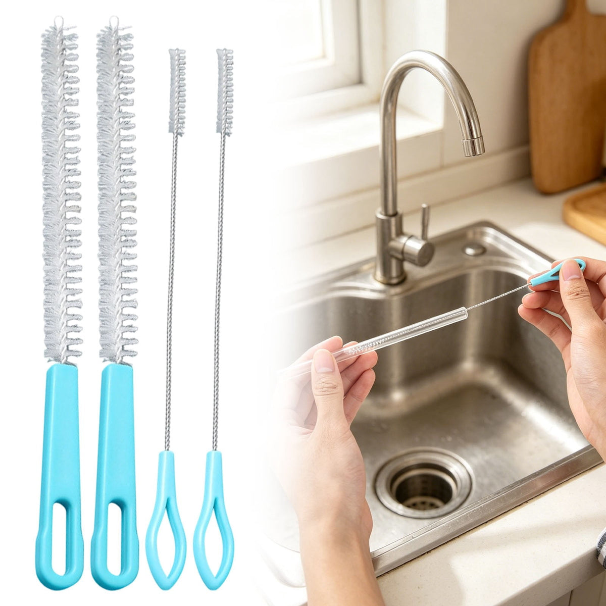 Extra-Long Straw Cleaning Brushes, 8 in, Set of 2, Blue - Image 2