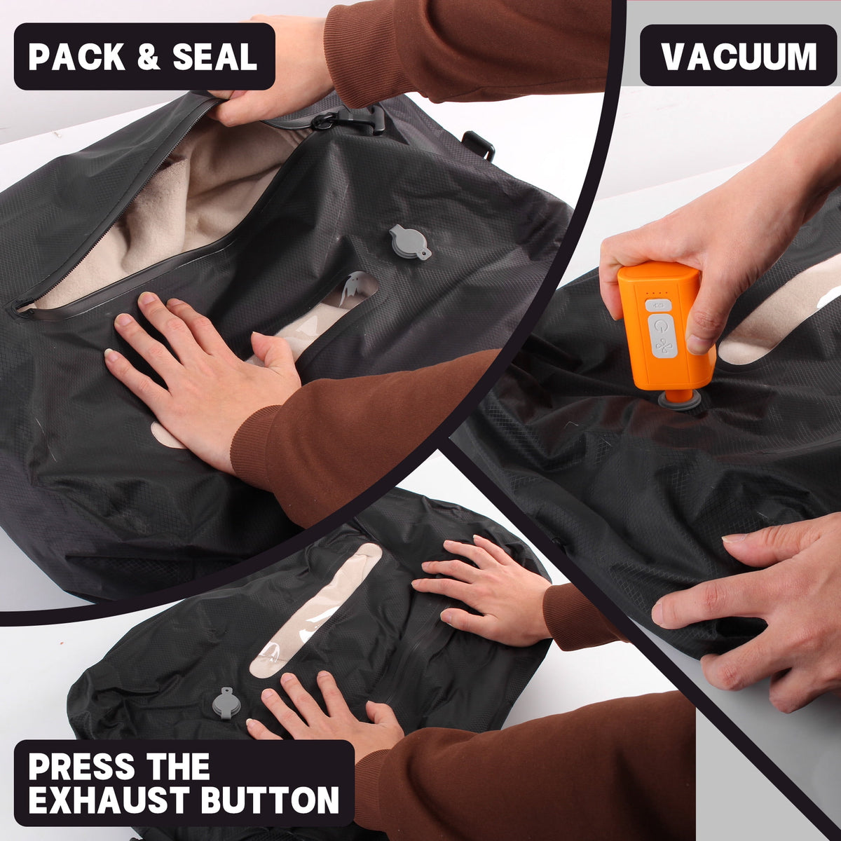 Travel Vacuum Compression Bags with Rechargeable Pump, 2-Pack 39 L Waterproof - Image 5