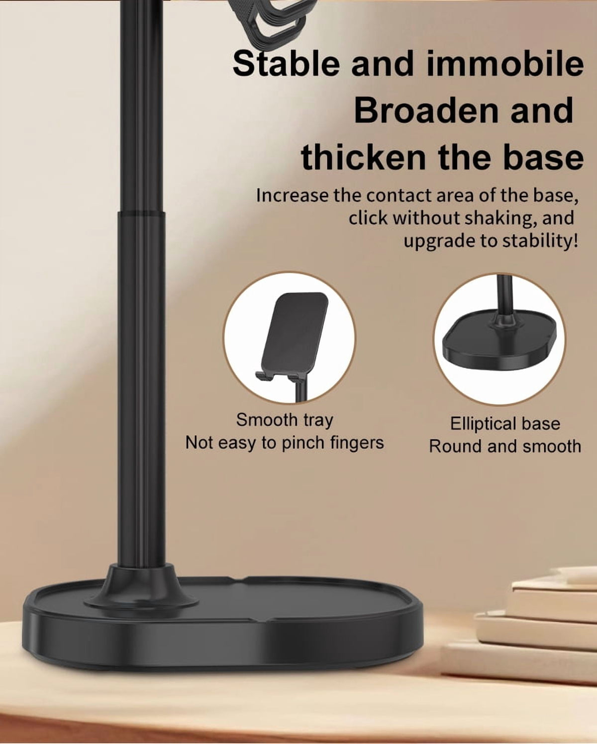Adjustable Aluminum Phone Stand for Desk, Filming and Video Calls, Night Black - Image 5